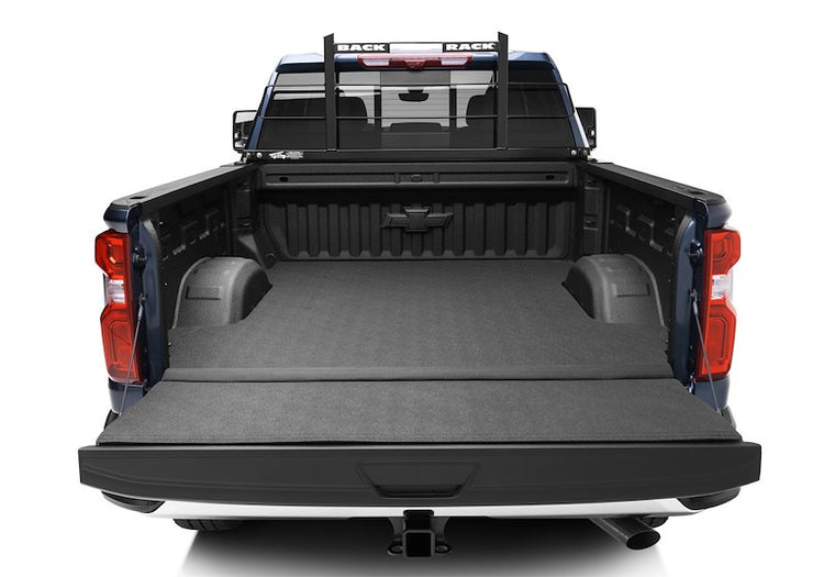 Back Racks Classic Truck Racks on the Blue Truck Product Image Rear View Truck Bed Open