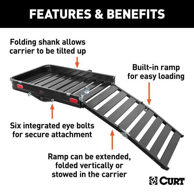 Curt - Folding Cargo Carrier - 50 Inch Length x 30-1/2 Inch Width