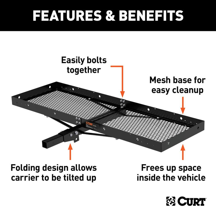 Curt - Folding Cargo Carrier - 60 Inch x 20 Inch x 2-3/4 Inch