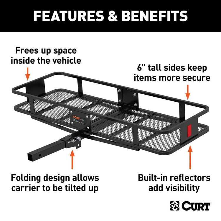 Curt - Folding Cargo Carrier - 60 Inch x 20 Inch x 6 Inch