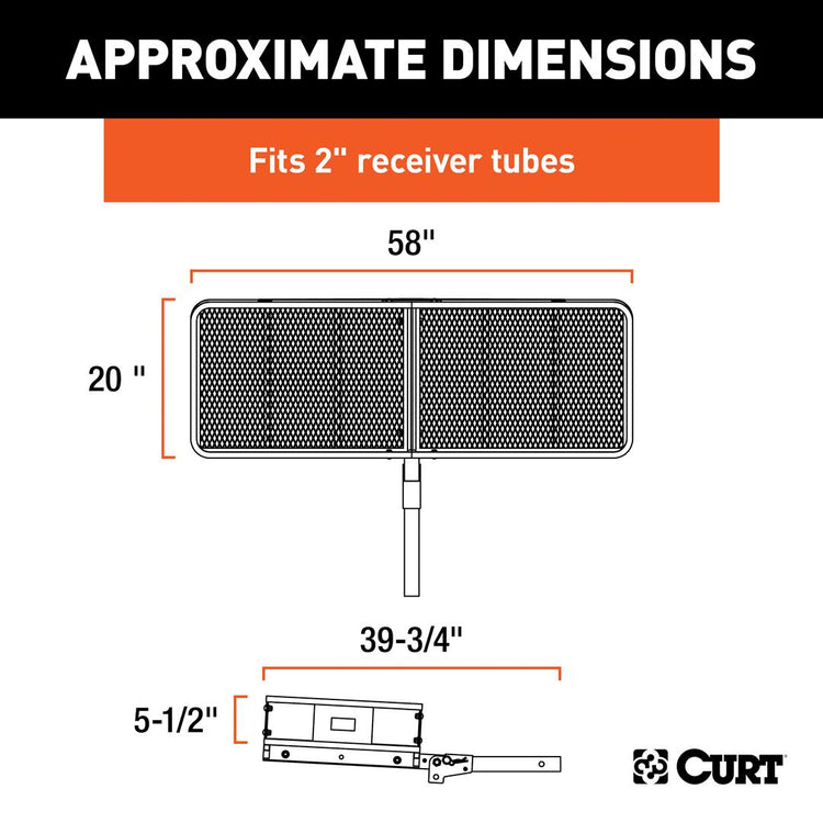 Curt - Folding Cargo Carrier - 60 Inch x 20 Inch x 6 Inch