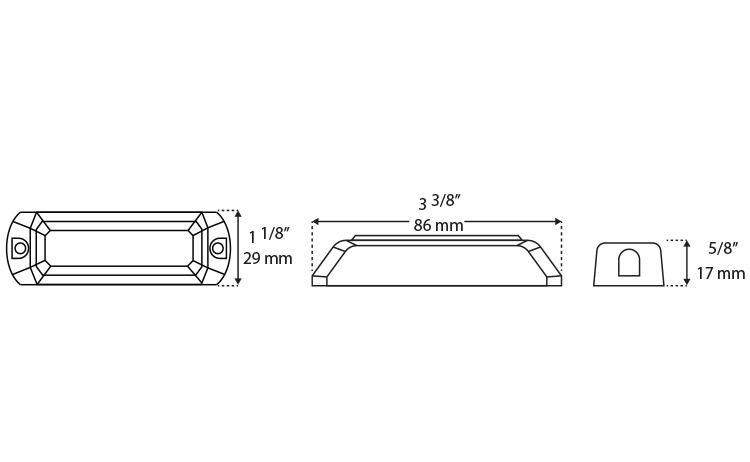 SWS Warning Lights - Amber 3 LED Perimeter Light Surface Mount