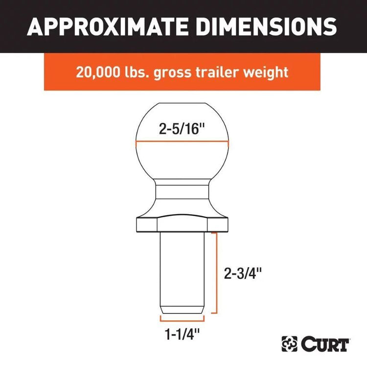 Curt Chrome 2 5/16'', 1.25'' shaft, 20000lb