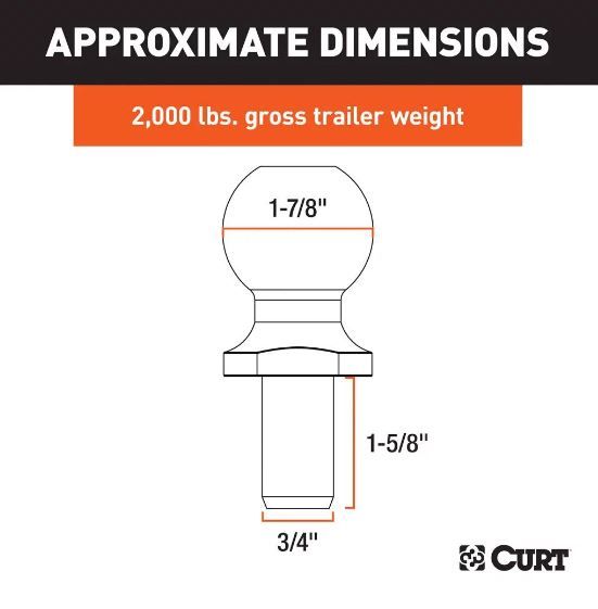 Curt Chrome 1 7/8'' or 2'', 3/4'' shaft, 2000lb