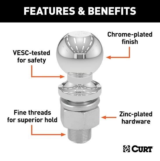 Curt Chrome 1 7/8'' or 2'', 3/4'' shaft, 2000lb