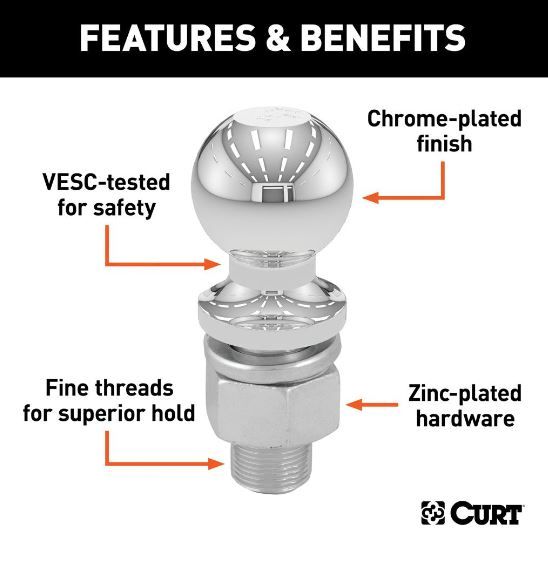 Curt Chrome 1 7/8'' or 2.0 '', 1'' shaft, 7000lb