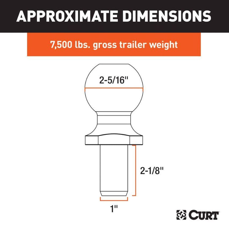 Curt Chrome 2 5/16'', 1'' shaft, 7500lb