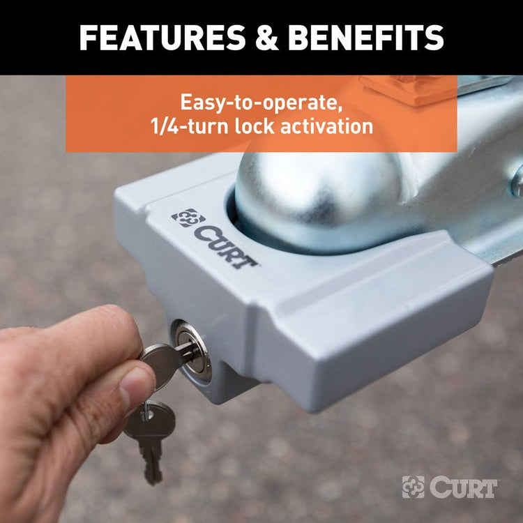 Curt Trailer coupler lock for 1-7/8'' or 2'' flat lip couplers