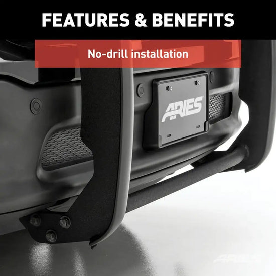 Aries - Black Steel Grille Guard Features and Benefits No Drill